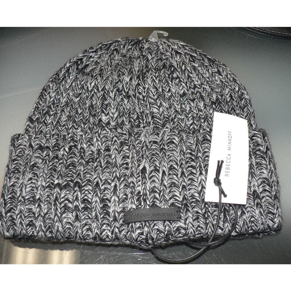 Rebecca‎ Minkoff Women's Marl Logo Beanie One Size in Heather Grey MSRP $38